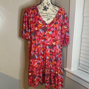 The Pioneer Woman Vibrant Floral Mini Dress - Red and Pink